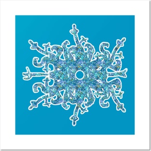 Blue Ice Snowflake Posters and Art